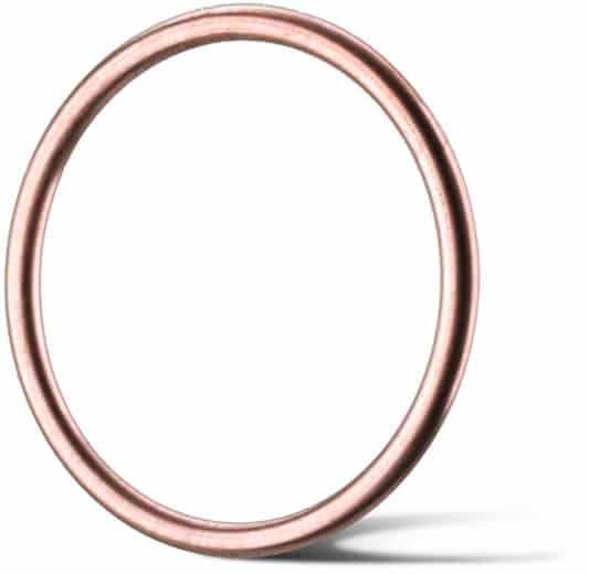 Deutsch: Abbildung zeigt einen O-Metalldichtring aus Kupfer für Hochtemperatur und Hochdruckanwendungen.