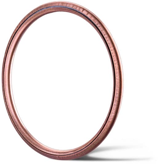 Deutsch: Abbildung zeigt einen C-Metalldichtring aus Kupfer für Hochtemperatur und Hochdruckanwendungen.
