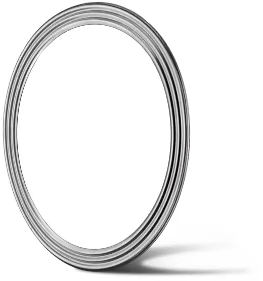 Deutsch: Abbildung zeigt eine Edelstahl Wellringdichtung. English: Picture displays corrugated stainless metal gaskets without the cover an soft seal.