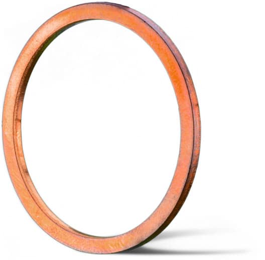 Deutsch: Abbildung zeigt einen Metalldichtring aus dem Grundmaterial Kupfer für Hochdruckanwendungen.