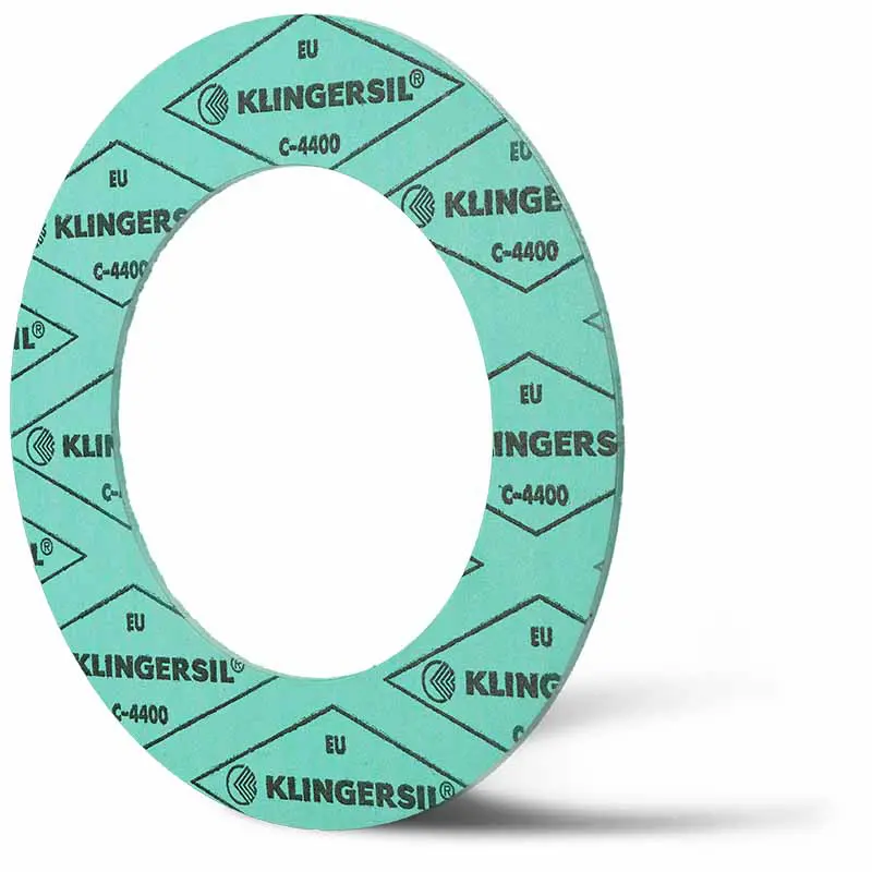 Deutsch: Abbildung zeigt eine DIN - Faserstoffflachdichtung aus Klingersil® C-4400. English: Picture displays a flat seal out of Klingersil® C-4400, which follow the Standard DIN.
