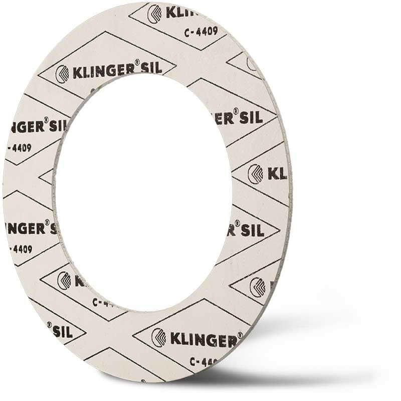 Deutsch: Abbildung zeigt eine DIN - Faserstoffflachdichtung aus Klingersil® C-4409-L. English: Picture displays a flat seal out of Klingersil® C-4409-L, which follows the Standard DIN.