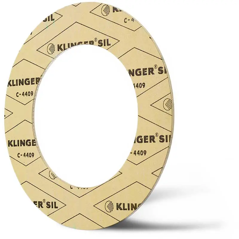 Deutsch: Abbildung zeigt eine DIN - Faserstoffflachdichtung aus Klingersil® C-4409. English: Picture displays a flat seal out of Klingersil® C-4409, which follows the Standard DIN.