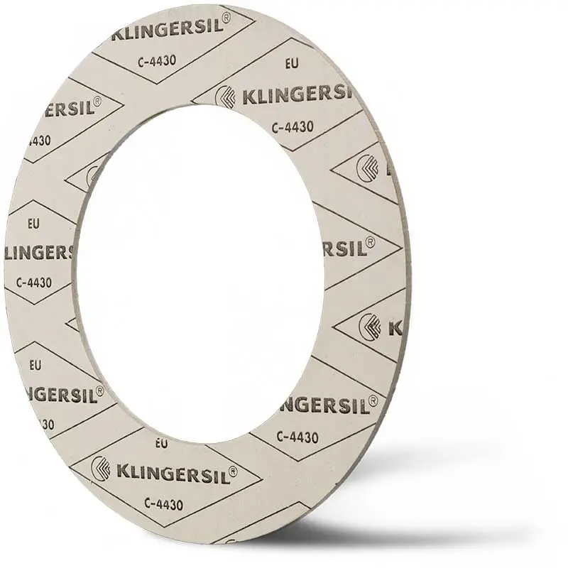 Deutsch: Abbildung zeigt eine DIN - Faserstoffflachdichtung aus Klingersil® C-4430. English: Picture displays a flat seal out of Klingersil® C-4430, which follow the Standard DIN.