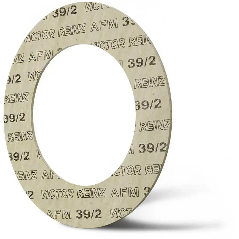 Deutsch: Abbildung zeigt eine DIN - Faserstoffflachdichtung aus Victor Reinz®AFM 39/2. English: Picture displays a flat seal out of Victor Reinz®AFM 39/2, which follows the Standard DIN.